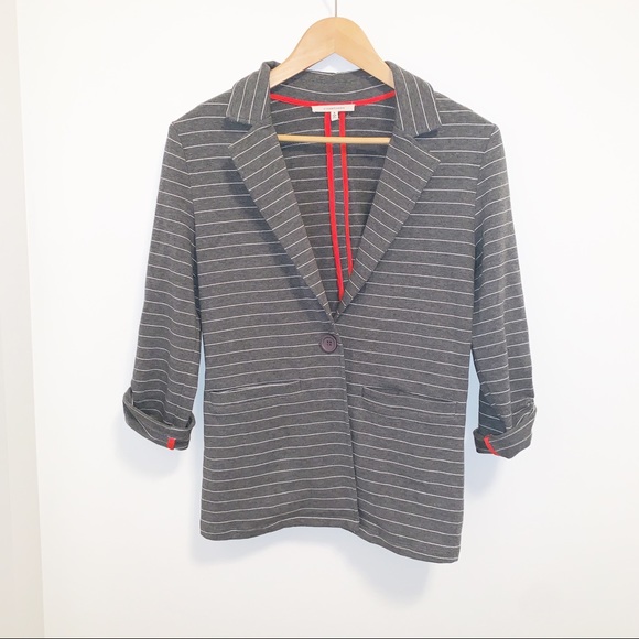 41 Hawthorn Gray Striped One Button Barde Blazer - Picture 2 of 8